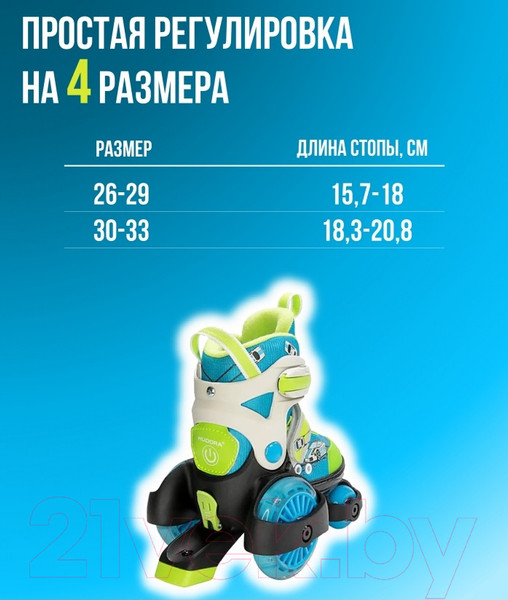 Изображение товара Роликовые коньки Hudora Skating My First Quad Boy Led / 22052 (р-р 30-33)