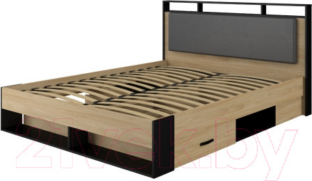 Изображение товара Двуспальная кровать Мебель-Неман Стенли МН-037-01 (дуб прованс/черный)