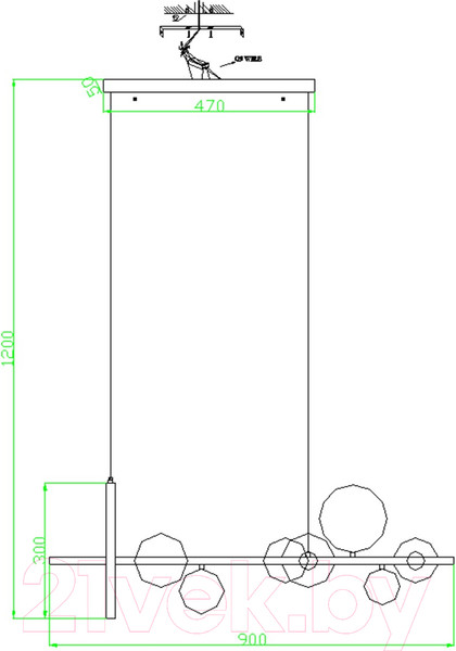 Изображение товара Люстра Kinklight Иона 09408-7.19 (черный)