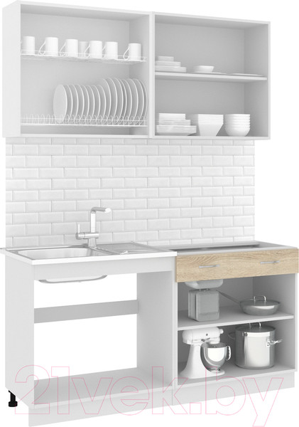 Изображение товара Кухонный гарнитур Кортекс-мебель Корнелия Лира-лайт 1.6м без столешницы (дуб сонома)