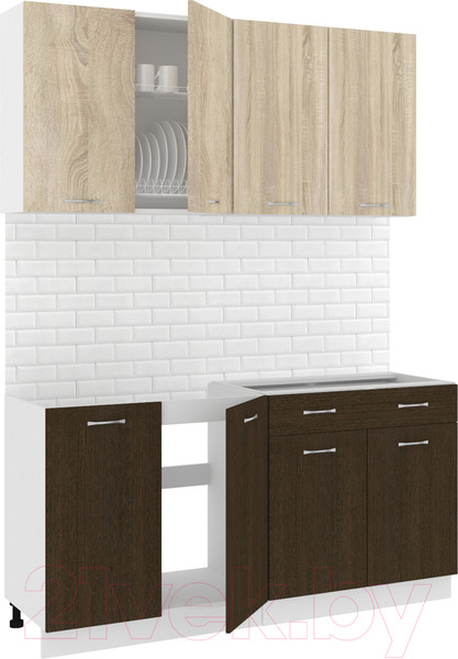 Изображение товара Кухонный гарнитур Кортекс-мебель Корнелия Лира-лайт 1.6м без столешницы (дуб сонома/венге)