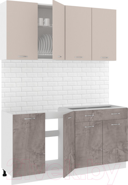 Изображение товара Кухонный гарнитур Кортекс-мебель Корнелия Лира-лайт 1.6м без столешницы (капучино/оникс)