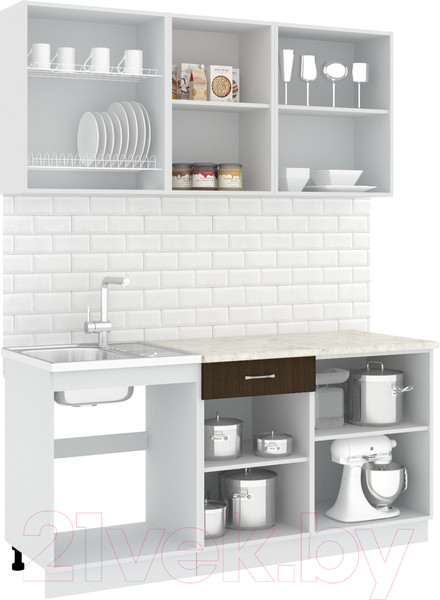 Изображение товара Кухонный гарнитур Кортекс-мебель Корнелия Лира-лайт 1.7м (дуб сонома/венге/королевский опал)