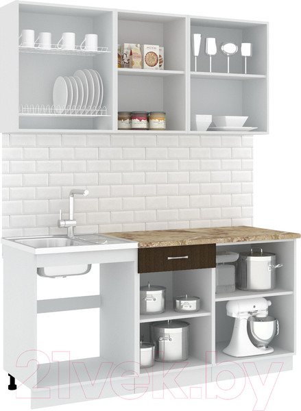 Изображение товара Кухонный гарнитур Кортекс-мебель Корнелия Лира-лайт 1.7м (дуб сонома/венге/мадрид)