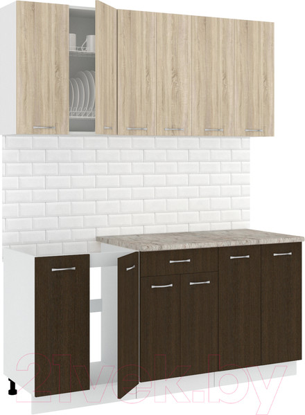 Изображение товара Кухонный гарнитур Кортекс-мебель Корнелия Лира-лайт 1.7м (дуб сонома/венге/марсель)