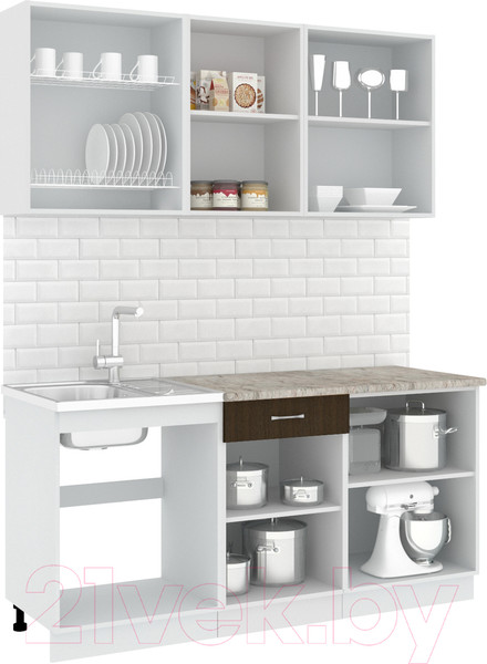 Изображение товара Кухонный гарнитур Кортекс-мебель Корнелия Лира-лайт 1.7м (дуб сонома/венге/марсель)