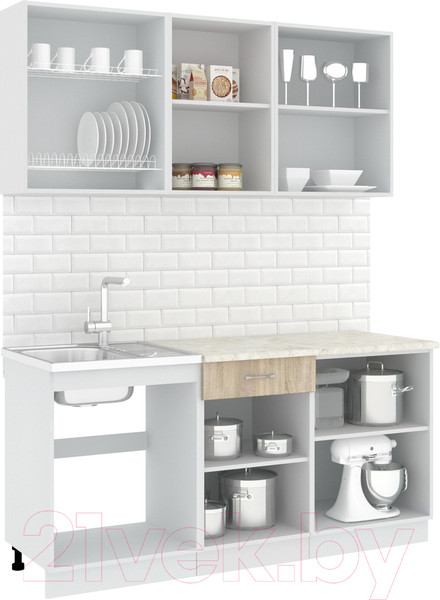 Изображение товара Кухонный гарнитур Кортекс-мебель Корнелия Лира-лайт 1.7м (дуб сонома/королевский опал)