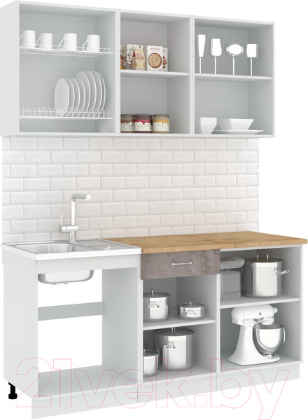 Изображение товара Кухонный гарнитур Кортекс-мебель Корнелия Лира-лайт 1.7м (розовый/оникс/дуб бунратти)