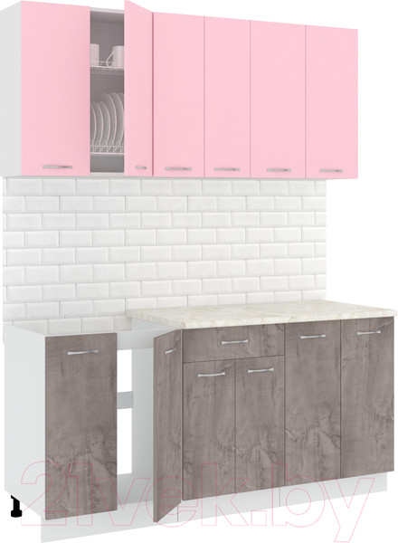 Изображение товара Кухонный гарнитур Кортекс-мебель Корнелия Лира-лайт 1.7м (розовый/оникс/королевский опал)