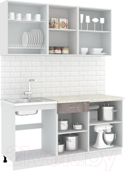 Изображение товара Кухонный гарнитур Кортекс-мебель Корнелия Лира-лайт 1.7м (розовый/оникс/королевский опал)