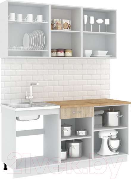 Изображение товара Кухонный гарнитур Кортекс-мебель Корнелия Лира-лайт 1.7м (дуб сонома/дуб бунратти)