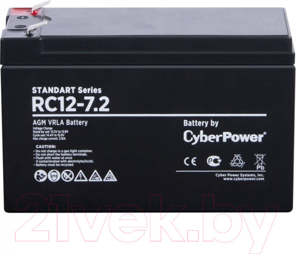 Изображение товара Аккумуляторная батарея CyberPower RС 12-7.2 (12V/7.2Ah)