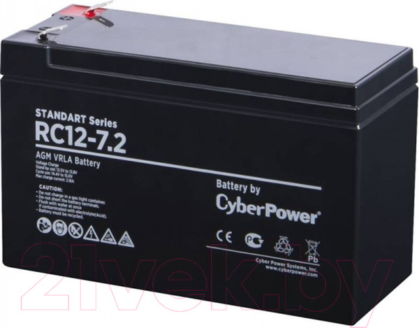 Изображение товара Аккумуляторная батарея CyberPower RС 12-7.2 (12V/7.2Ah)