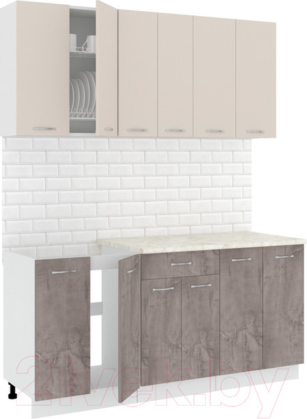 Изображение товара Кухонный гарнитур Кортекс-мебель Корнелия Лира-лайт 1.7м (капучино/оникс/королевский опал)