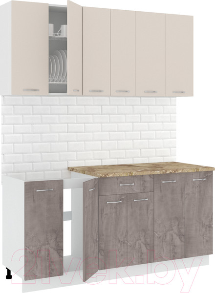 Изображение товара Кухонный гарнитур Кортекс-мебель Корнелия Лира-лайт 1.7м (капучино/оникс/мадрид)