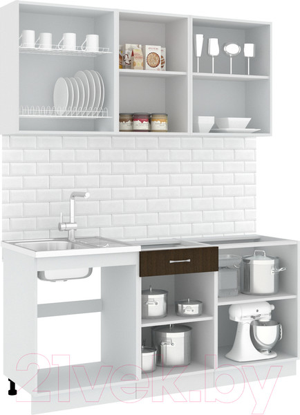 Изображение товара Кухонный гарнитур Кортекс-мебель Корнелия Лира-лайт 1.7м без столешницы (дуб сонома/венге)