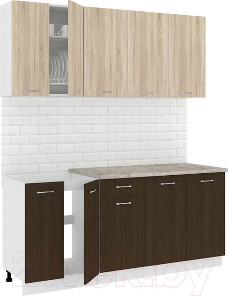 Изображение товара Кухонный гарнитур Кортекс-мебель Корнелия Лира-лайт 1.8м (дуб сонома/венге/марсель)