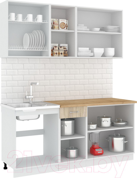 Изображение товара Кухонный гарнитур Кортекс-мебель Корнелия Лира-лайт 1.8м  (дуб сонома/дуб бунратти)