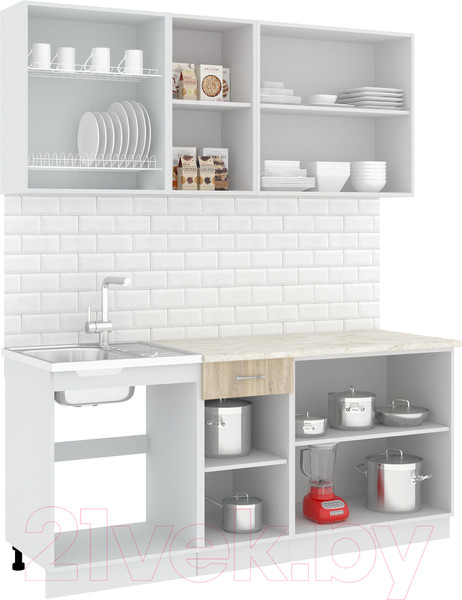 Изображение товара Кухонный гарнитур Кортекс-мебель Корнелия Лира-лайт 1.8м (дуб сонома/королевский опал)