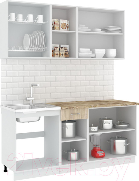 Изображение товара Кухонный гарнитур Кортекс-мебель Корнелия Лира-лайт 1.8м (дуб сонома/мадрид)