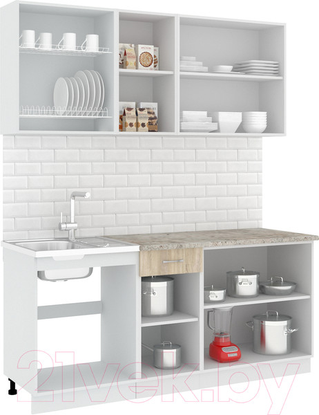 Изображение товара Кухонный гарнитур Кортекс-мебель Корнелия Лира-лайт 1.8м (дуб сонома/марсель)