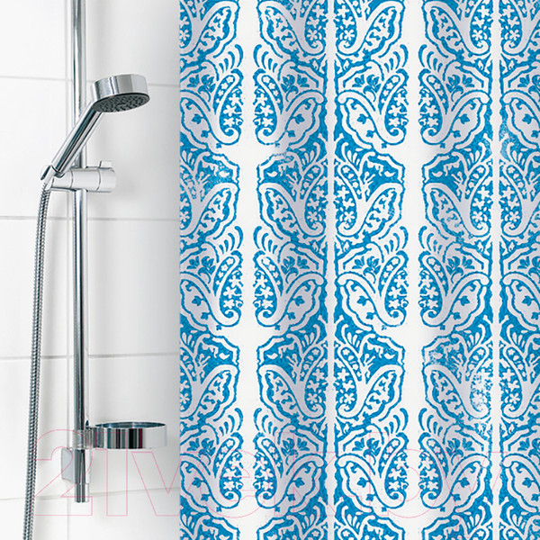 Изображение товара Шторка-занавеска для ванны V-line Барокко 180x180 (голубой)
