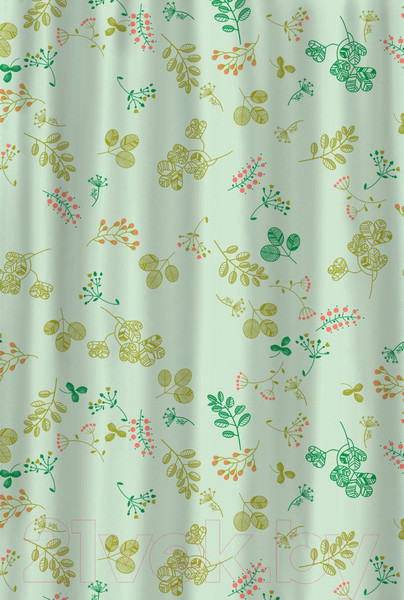 Изображение товара Шторка-занавеска для ванны V-line Веточки 180x180 (зеленый)