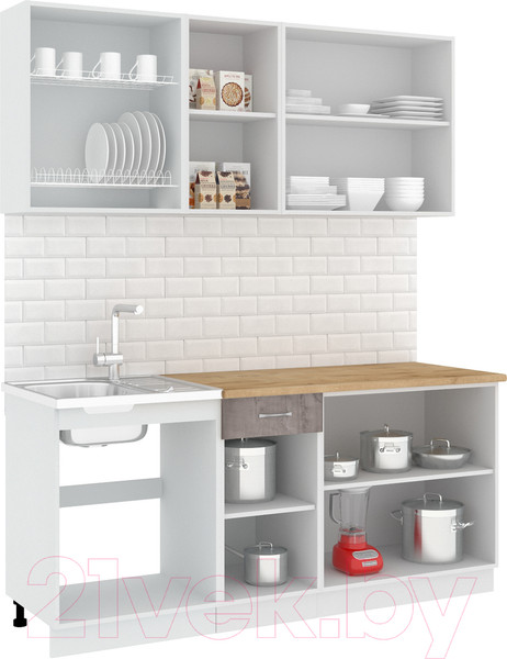 Изображение товара Кухонный гарнитур Кортекс-мебель Корнелия Лира-лайт 1.8м (капучино/оникс/дуб бунратти)