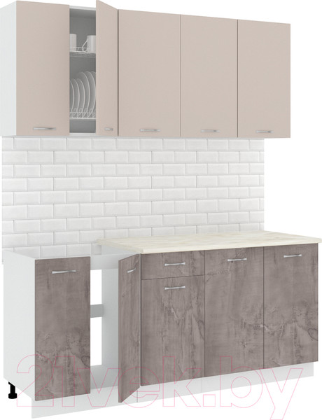 Изображение товара Кухонный гарнитур Кортекс-мебель Корнелия Лира-лайт 1.8м (капучино/оникс/королевский опал)
