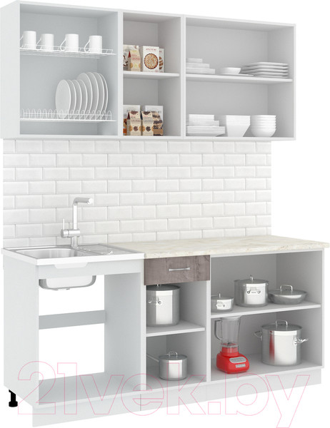 Изображение товара Кухонный гарнитур Кортекс-мебель Корнелия Лира-лайт 1.8м (капучино/оникс/королевский опал)