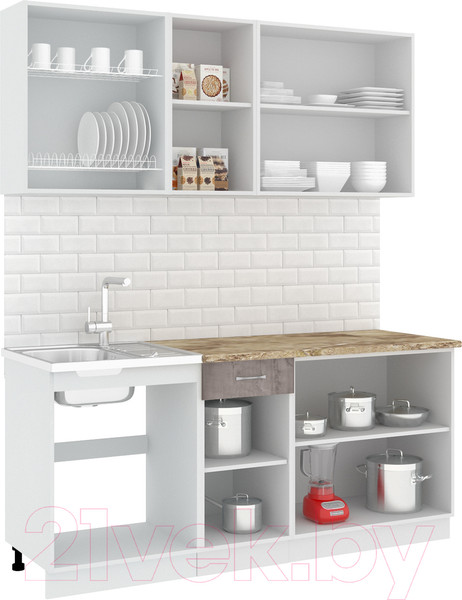 Изображение товара Кухонный гарнитур Кортекс-мебель Корнелия Лира-лайт 1.8м (капучино/оникс/мадрид)