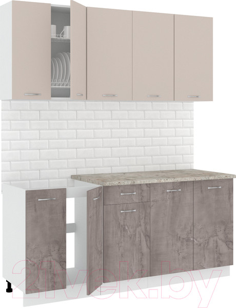 Изображение товара Кухонный гарнитур Кортекс-мебель Корнелия Лира-лайт 1.8м (капучино/оникс/марсель)