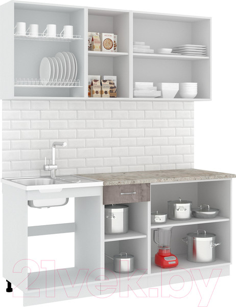 Изображение товара Кухонный гарнитур Кортекс-мебель Корнелия Лира-лайт 1.8м (капучино/оникс/марсель)