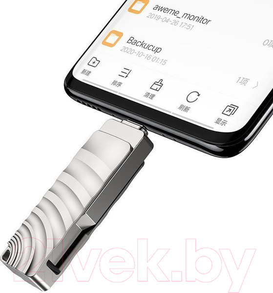 Изображение товара USB flash накопитель Borofone BUD3 2в1 USB3.0 32Gb (серебристый)