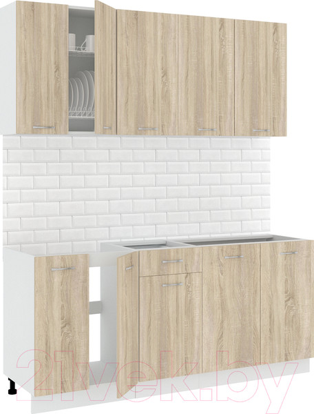Изображение товара Кухонный гарнитур Кортекс-мебель Корнелия Лира-лайт 1.8м без столешницы (дуб сонома)