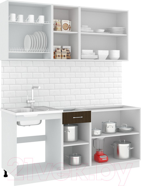 Изображение товара Кухонный гарнитур Кортекс-мебель Корнелия Лира-лайт 1.8м без столешницы (дуб сонома/венге)