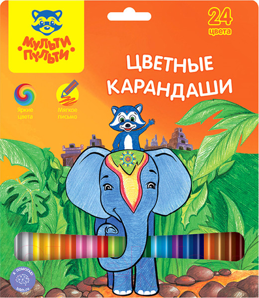 Изображение товара Набор цветных карандашей Мульти-пульти Енот в Индии / CP_10750 (24 цвета)