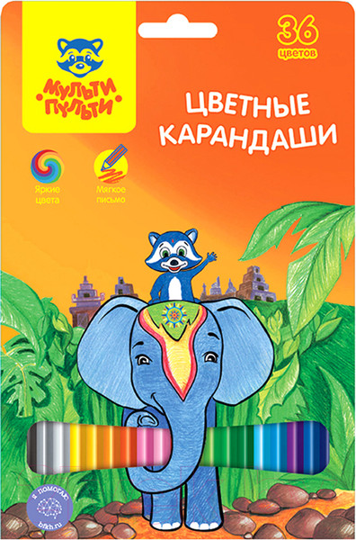 Изображение товара Набор цветных карандашей Мульти-пульти Енот в Индии / CP_10823 (36 цветов)