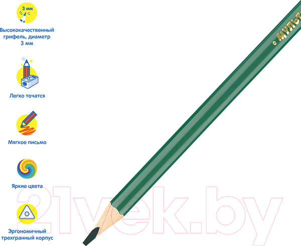 Изображение товара Набор цветных карандашей Мульти-пульти Енот в Испании / CP_10758 (24 цвета)