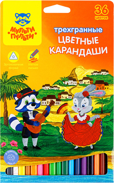 Изображение товара Набор цветных карандашей Мульти-пульти Енот в Испании / CP_10825 (36 цветов)