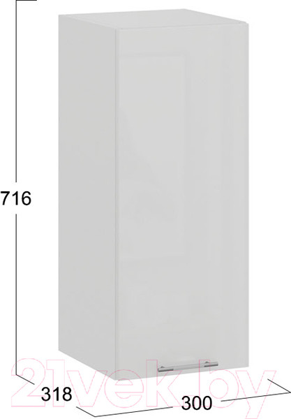 Изображение товара Шкаф навесной для кухни ТриЯ Весна 1В3 (белый/белый глянец)