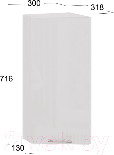 Изображение товара Шкаф навесной для кухни ТриЯ Весна 1В3Т (белый/белый глянец)