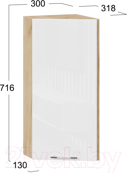 Изображение товара Шкаф навесной для кухни ТриЯ Весна 1В3Т (дуб крафт золотой/белый глянец)