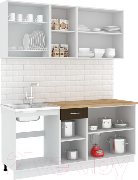 Изображение товара Кухонный гарнитур Кортекс-мебель Корнелия Лира-лайт 1.8м (дуб сонома/венге/дуб бунратти)