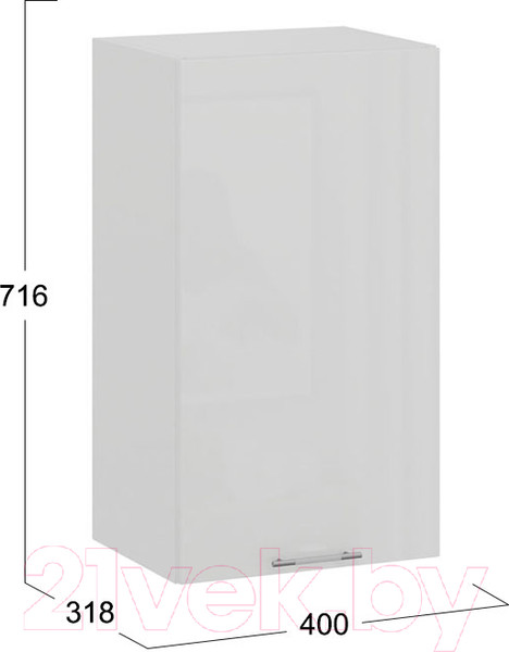 Изображение товара Шкаф навесной для кухни ТриЯ Весна 1В4 (белый/белый глянец)
