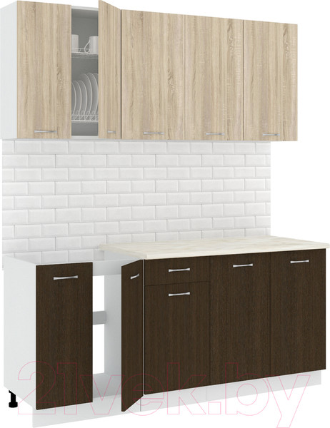 Изображение товара Кухонный гарнитур Кортекс-мебель Корнелия Лира-лайт 1.8м (дуб сонома/венге/королевский опал)