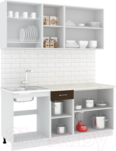 Изображение товара Кухонный гарнитур Кортекс-мебель Корнелия Лира-лайт 1.8м (дуб сонома/венге/королевский опал)