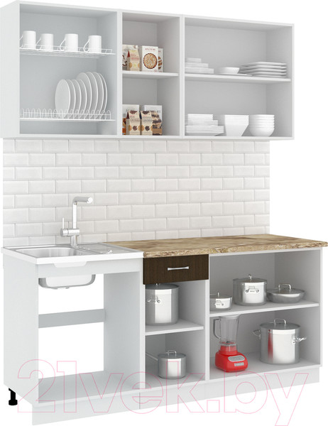 Изображение товара Кухонный гарнитур Кортекс-мебель Корнелия Лира-лайт 1.8м (дуб сонома/венге/мадрид)