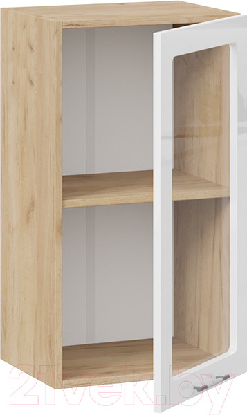 Изображение товара Шкаф навесной для кухни ТриЯ Весна 1В4С (дуб крафт золотой/белый глянец)