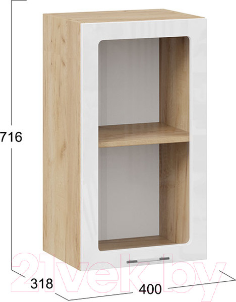 Изображение товара Шкаф навесной для кухни ТриЯ Весна 1В4С (дуб крафт золотой/белый глянец)
